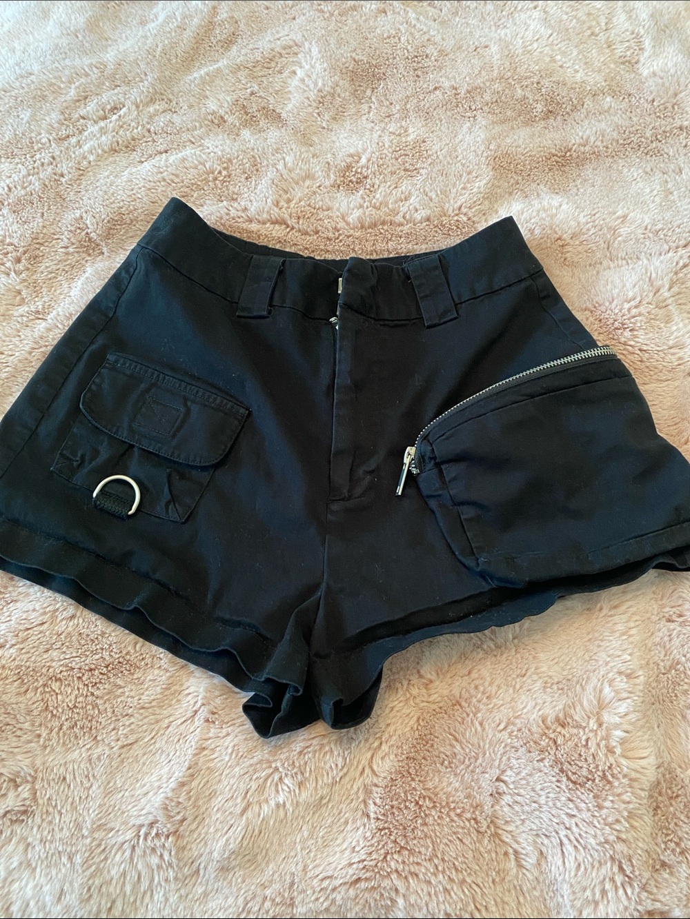 I.AM.GIA Black Utility Cargo Shorts with Zip Pocket